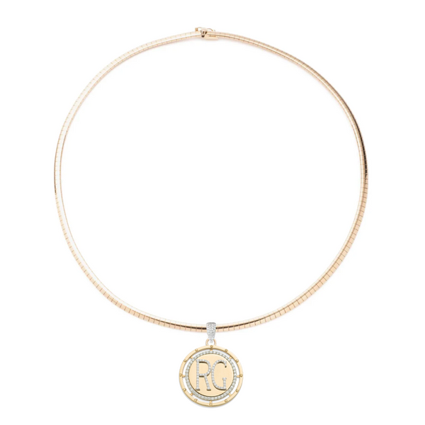 Lovestruck Pierced Custom Small Sleek Collar Necklace : in Yellow Gold with Diamonds