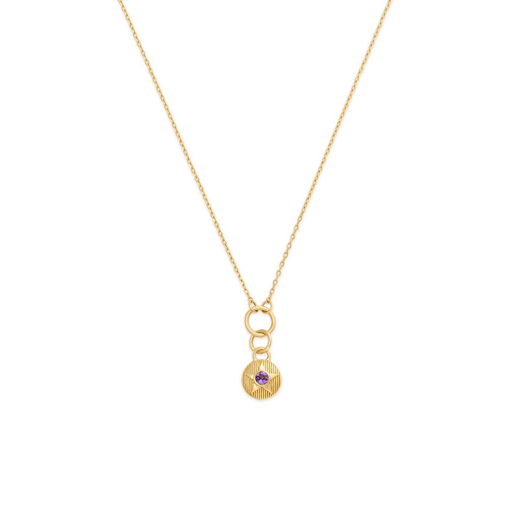 18K Yellow Gold Foundation | February Birthday Starstone Thread Necklace | Amethyst, Yellow Gold – FoundRae view 1