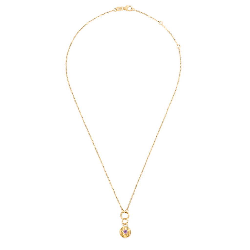 18K Yellow Gold Foundation | February Birthday Starstone Thread Necklace | Amethyst, Yellow Gold – FoundRae view 3
