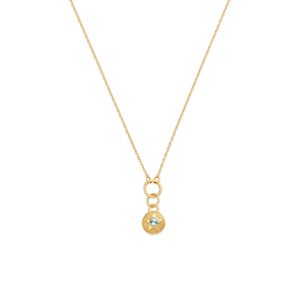 18K Yellow Gold Foundation | March Birthday Starstone Thread Necklace | Aquamarine, Yellow Gold – FoundRae view 1