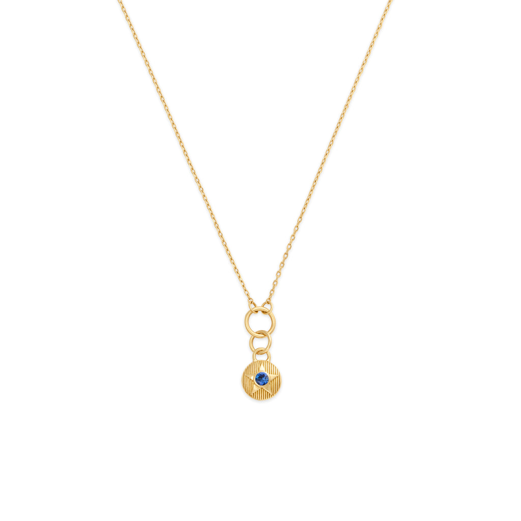 18K Yellow Gold Foundation | September Birthday Starstone Thread Necklace | Blue Sapphire, Yellow Gold – FoundRae view 1