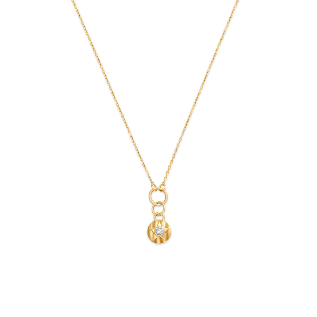 Foundation | April Birthday Starstone Thread Necklace | Diamond, Yellow Gold view 1
