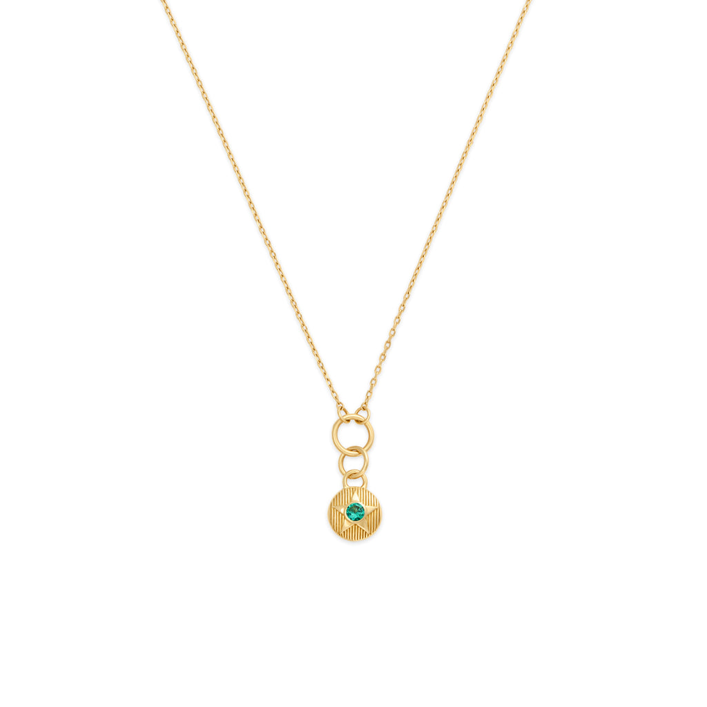 18K Yellow Gold Foundation | May Birthday Starstone Thread Necklace | Emerald, Yellow Gold – FoundRae view 1