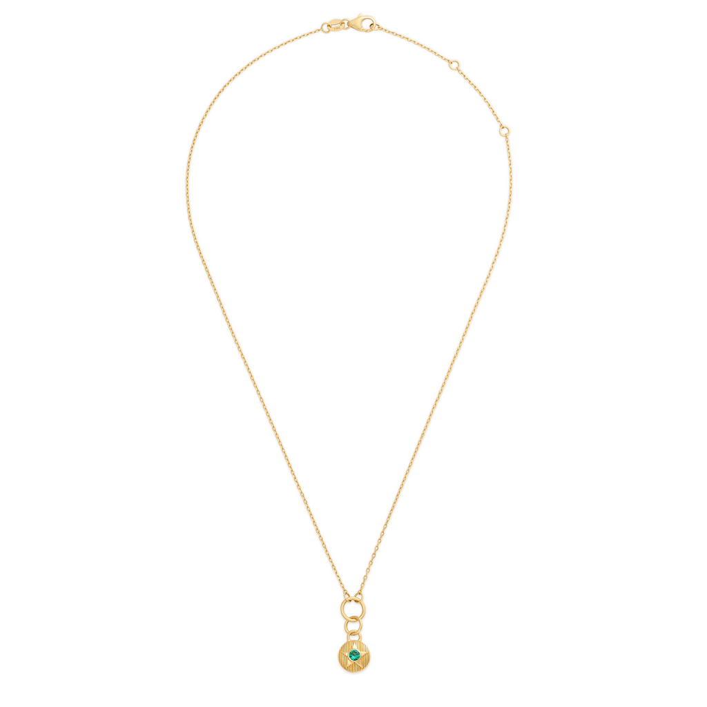 18K Yellow Gold Foundation | May Birthday Starstone Thread Necklace | Emerald, Yellow Gold – FoundRae view 3