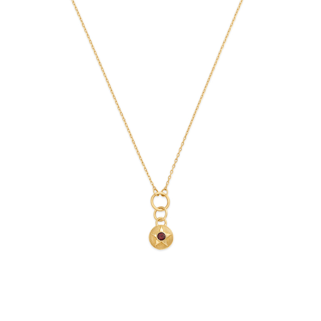 18K Yellow Gold Foundation | January Birthday Starstone Thread Necklace | Garnet, Yellow Gold – FoundRae view 1