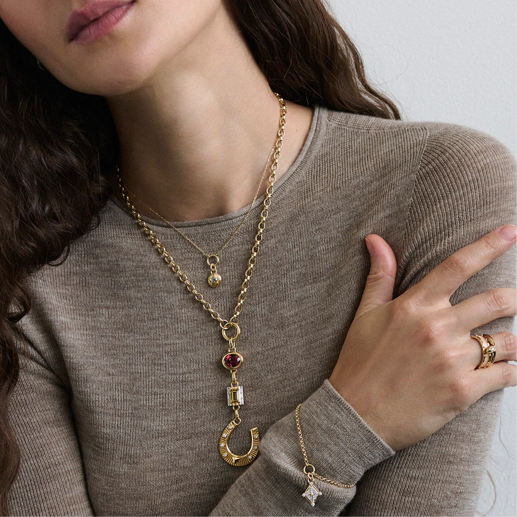 18K Yellow Gold Foundation | June Birthday Starstone Thread Necklace | Grey Spinel, Yellow Gold – FoundRae view 2