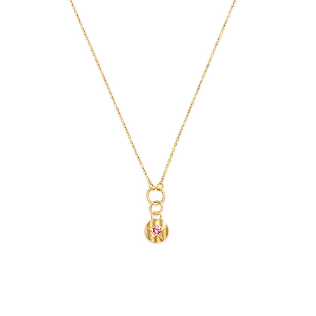 18K Yellow Gold Foundation | October Birthday Starstone Thread Necklace | Pink Tourmaline, Yellow Gold – FoundRae view 1