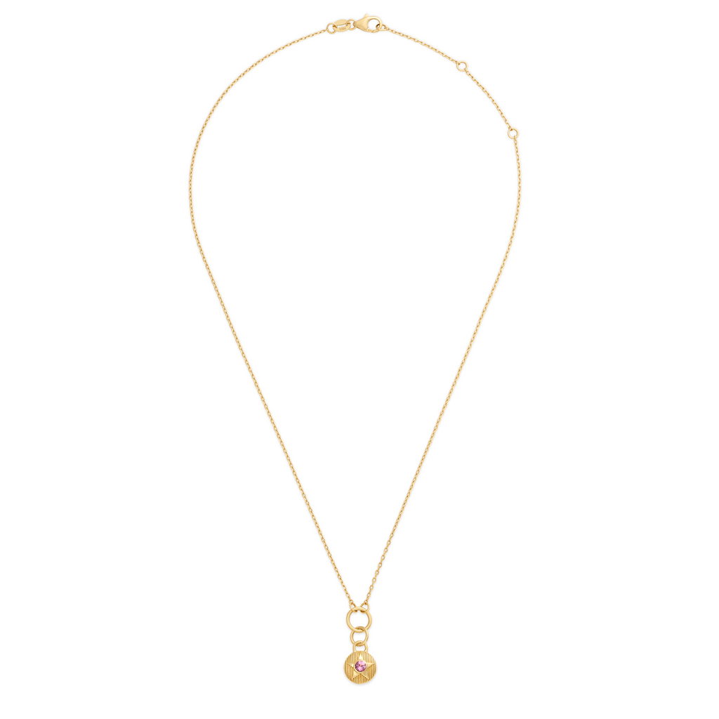 18K Yellow Gold Foundation | October Birthday Starstone Thread Necklace | Pink Tourmaline, Yellow Gold – FoundRae view 3