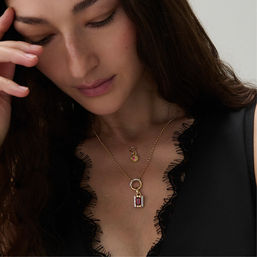 18K Yellow Gold Foundation | July Birthday Starstone Thread Necklace | Ruby, Yellow Gold – FoundRae view 2