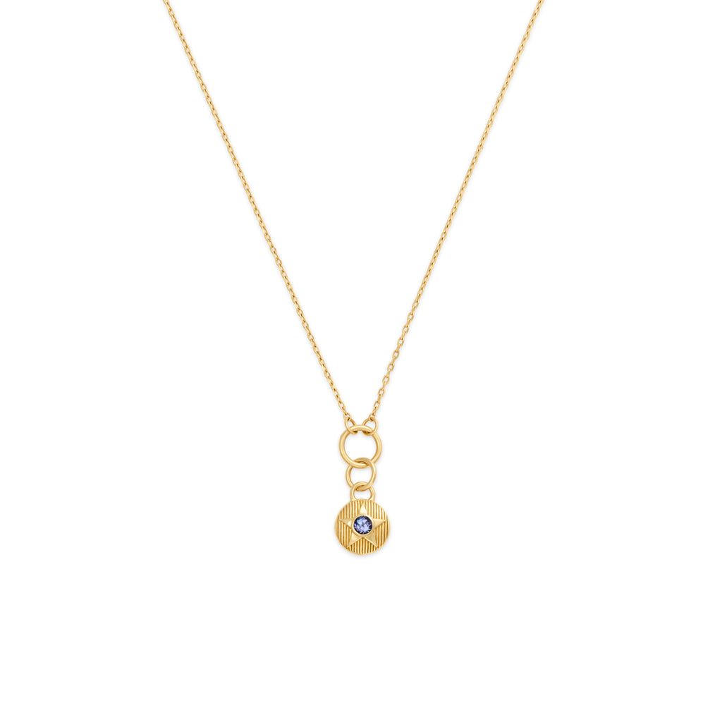 Foundation | December Birthday Starstone Thread Necklace | Tanzanite, Yellow Gold view 1