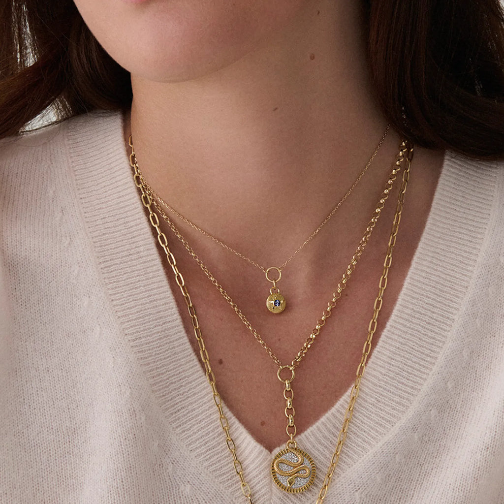 Foundation | December Birthday Starstone Thread Necklace | Tanzanite, Yellow Gold view 2