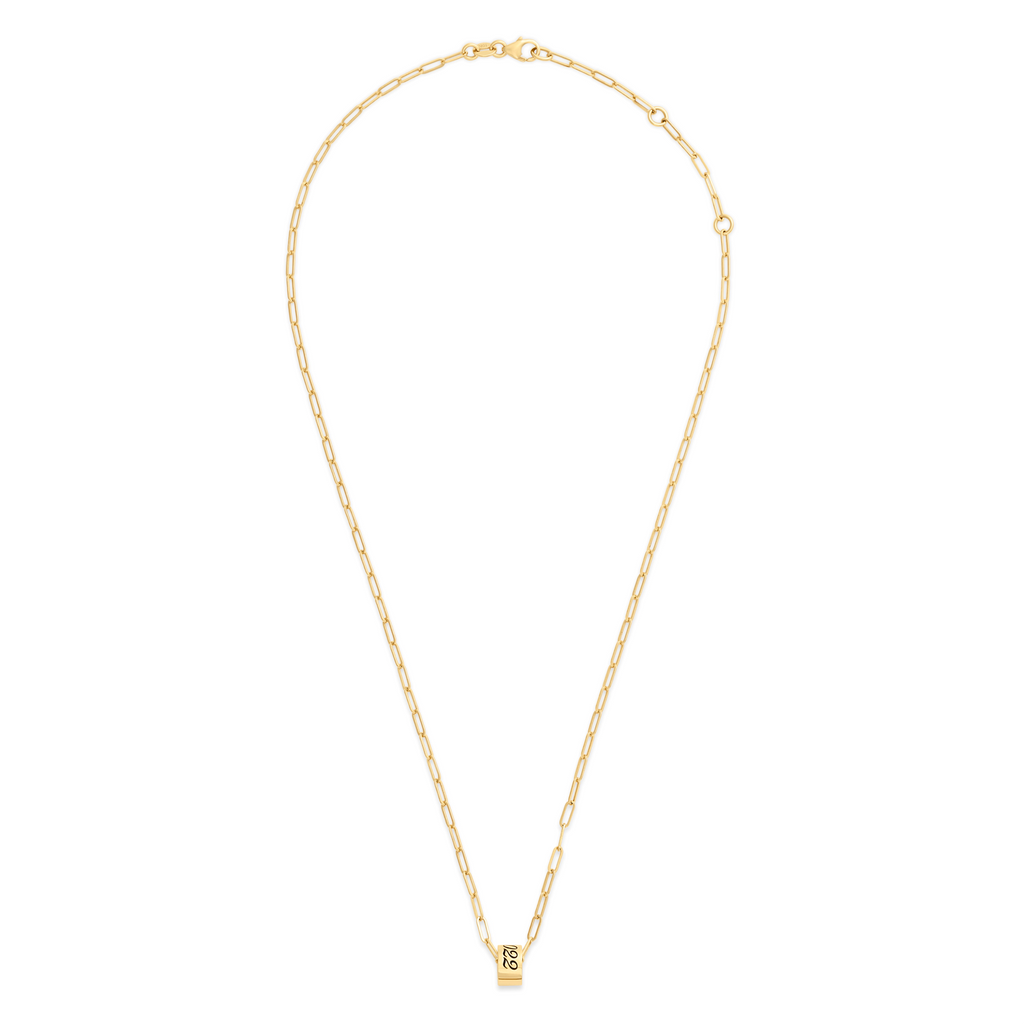 18K Yellow Gold Personalized - True Love | Custom Inscribed Heart Beat Fine Clip Necklace | Yellow Gold – FoundRae view 3