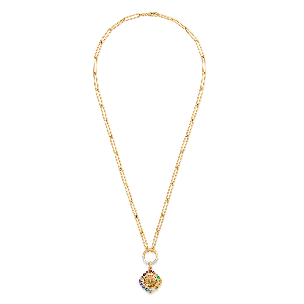 18K Yellow Gold Foundation | Temenos Inner Light Large Clip Open Chain | Multi-Stone, Yellow Gold – FoundRae view 3