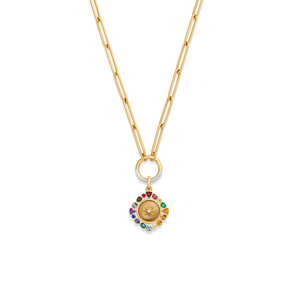 Foundation | Temenos Inner Light Large Clip Open Chain | Multi-Stone, 18K Yellow Gold