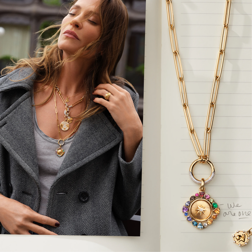 18K Yellow Gold Foundation | Temenos Inner Light Large Clip Open Chain | Multi-Stone, 18K Yellow Gold – FoundRae view 3