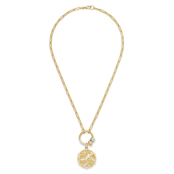 Resilience - True Love | Floral Screen and Heart Beats Medium Clip Open Chain | Diamonds, 18K Mixed Gold
