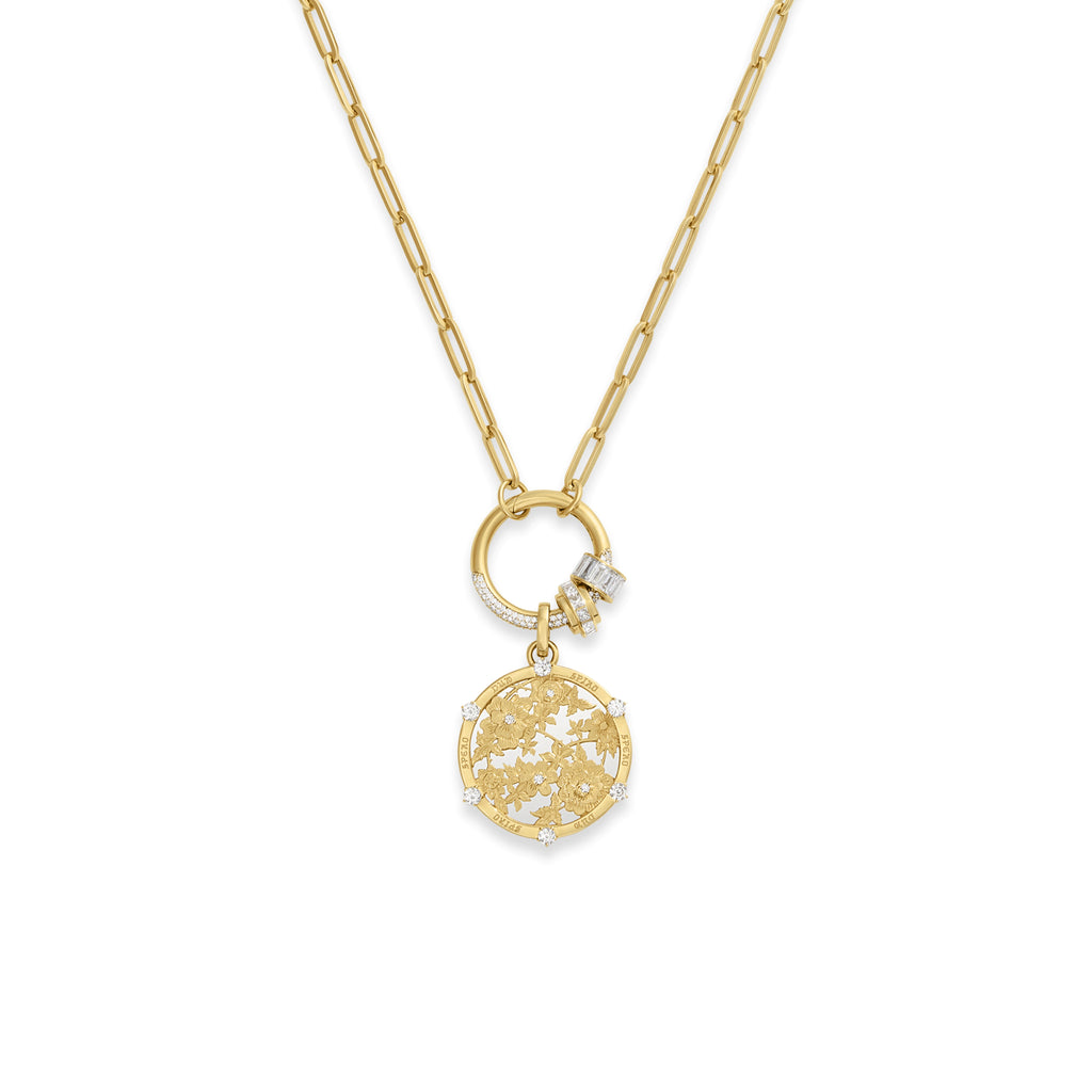 Resilience - True Love | Floral Screen and Heart Beats Medium Clip Open Chain | Diamonds, Mixed Gold view 1