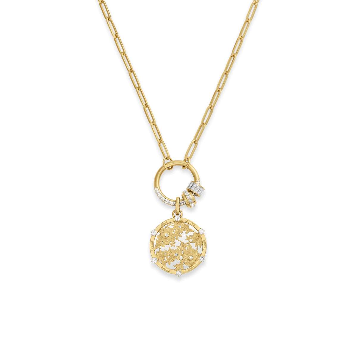 Resilience - True Love | Floral Screen and Heart Beats Medium Clip Open Chain | Diamonds, 18K Mixed Gold