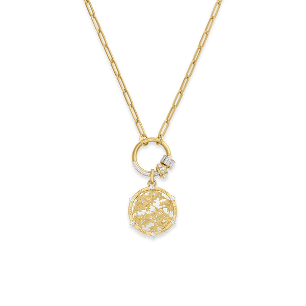 Resilience - True Love | Floral Screen and Heart Beats Medium Clip Open Chain | Diamonds, 18K Mixed Gold