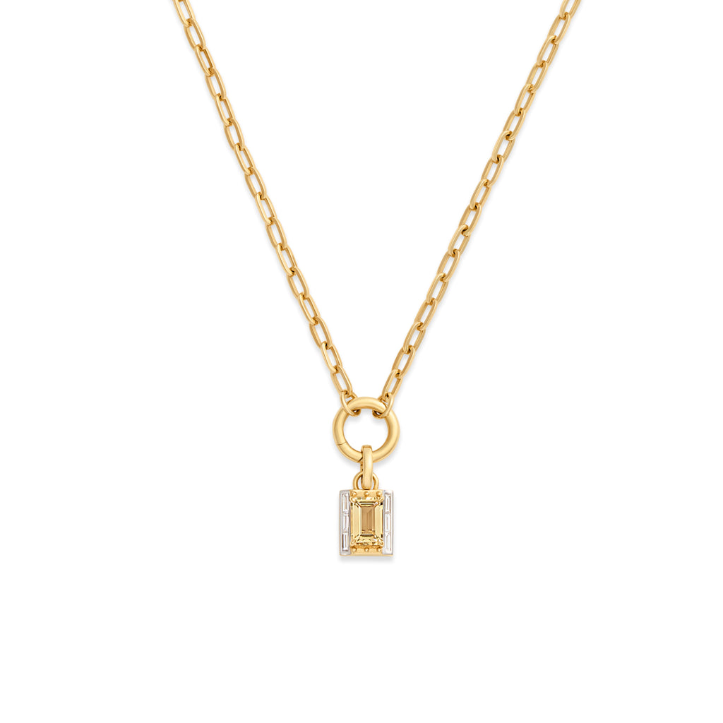 True Love| Lovestruck Pierced Cache Link Small Clip Open Chain | Diamonds, Yellow Citrine, Yellow Gold view 1