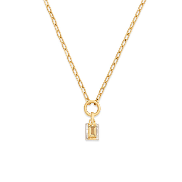 True Love| Lovestruck Pierced Cache Link Small Clip Open Chain | Diamonds, Yellow Citrine, 18K Yellow Gold