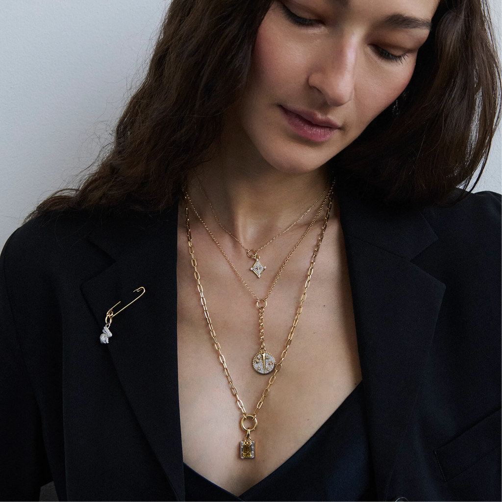 True Love| Lovestruck Pierced Cache Link Small Clip Open Chain | Diamonds, Yellow Citrine, Yellow Gold view 2