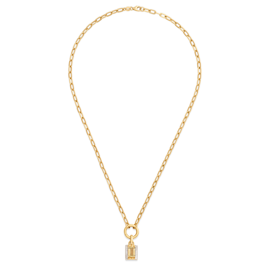 18K Yellow Gold True Love| Lovestruck Pierced Cache Link Small Clip Open Chain | Diamonds, Yellow Citrine, Yellow Gold – FoundRae view 3
