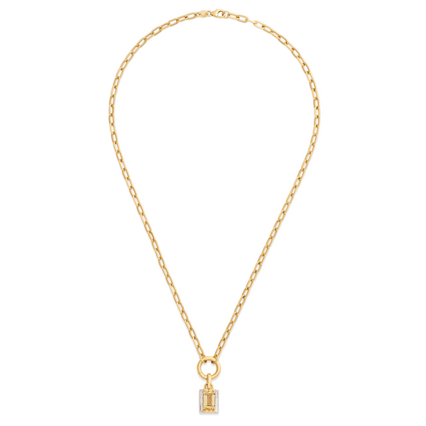 True Love| Lovestruck Pierced Cache Link Small Clip Open Chain | Diamonds, Yellow Citrine, 18K Yellow Gold