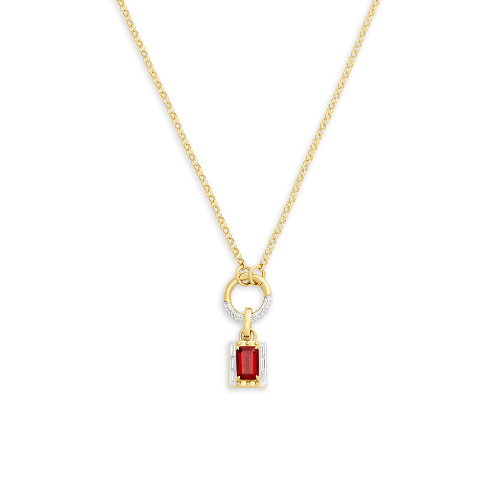 True Love| Lovestruck Pierced Cache Link Small Clip Open Chain | Diamonds, Garnet, Yellow Gold view 1