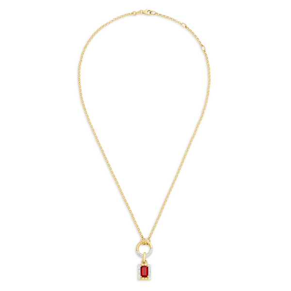 True Love| Lovestruck Pierced Cache Link Small Clip Open Chain | Diamonds, Garnet, 18K Yellow Gold