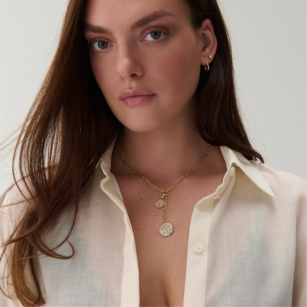Resilience | Pavé Blossoms Baby Medallion | Diamonds, Mixed Gold view 2