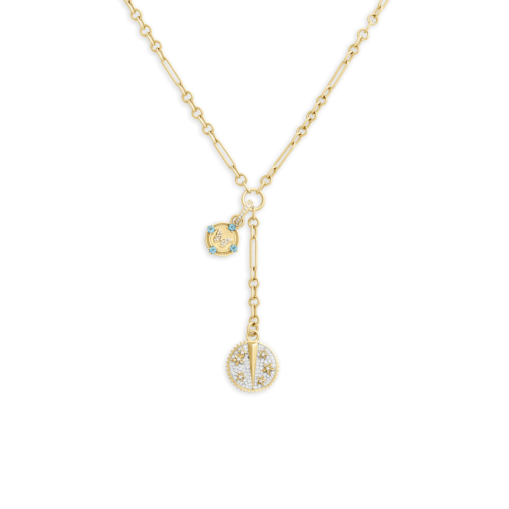 Resilience - Reverie | Pavé Blossoms and Butterfly Fine Mixed Clip Extension Necklace | Diamonds, Mixed Gold view 1