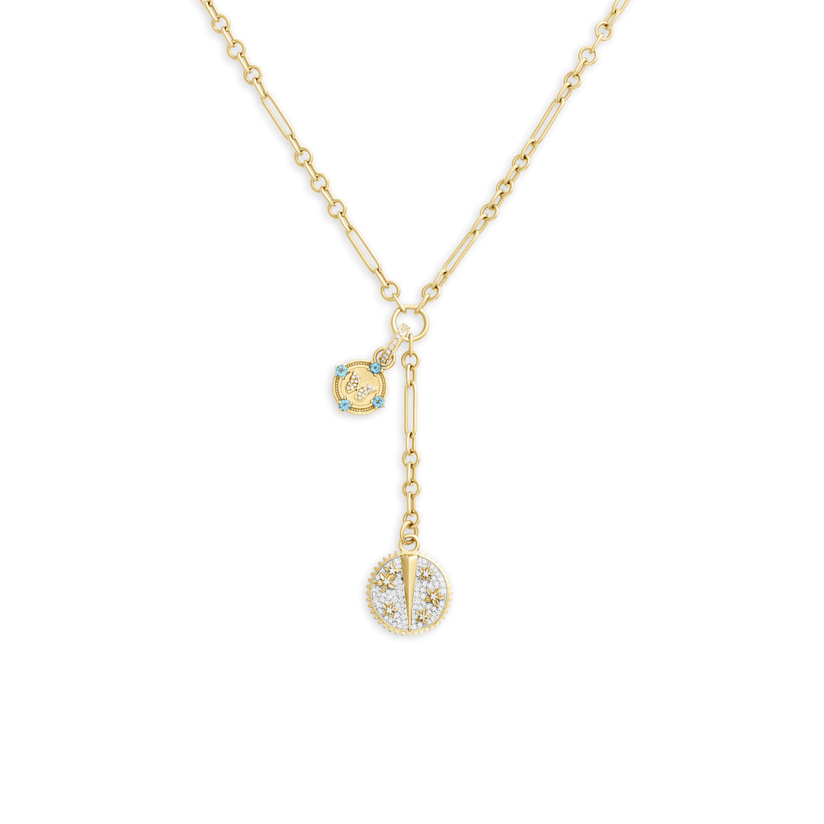 Resilience - Reverie | Pavé Blossoms and Butterfly Fine Mixed Clip Extension Necklace | Diamonds, 18K Mixed Gold