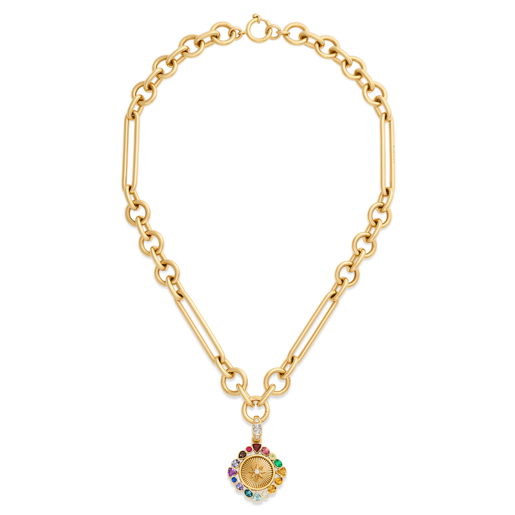 18K Yellow Gold Foundation | Temenos Inner Light Oversized Mixed Clip Necklace | Multi-Stone, Yellow Gold – FoundRae view 3