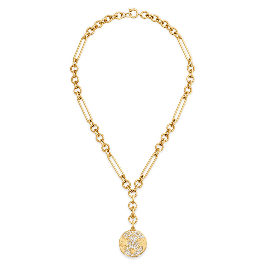 18K Yellow Gold Strength | Pavé Solar & Lunar Midsize Mixed Clip Extension Necklace| Diamonds, Yellow Gold – FoundRae view 3