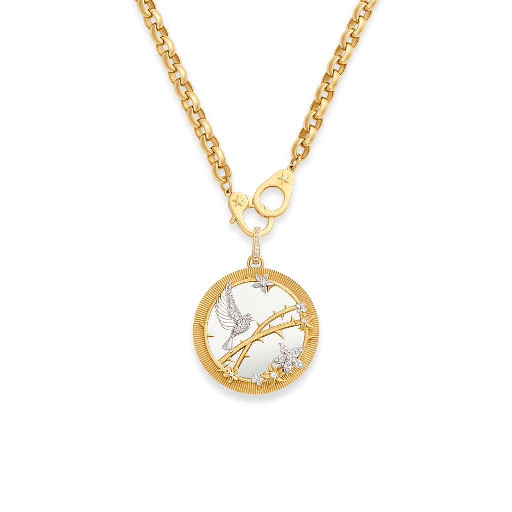 Resilience | Sparrow Oversized Belcher Necklace with Sister Hooks | Diamonds, Mixed Gold view 1