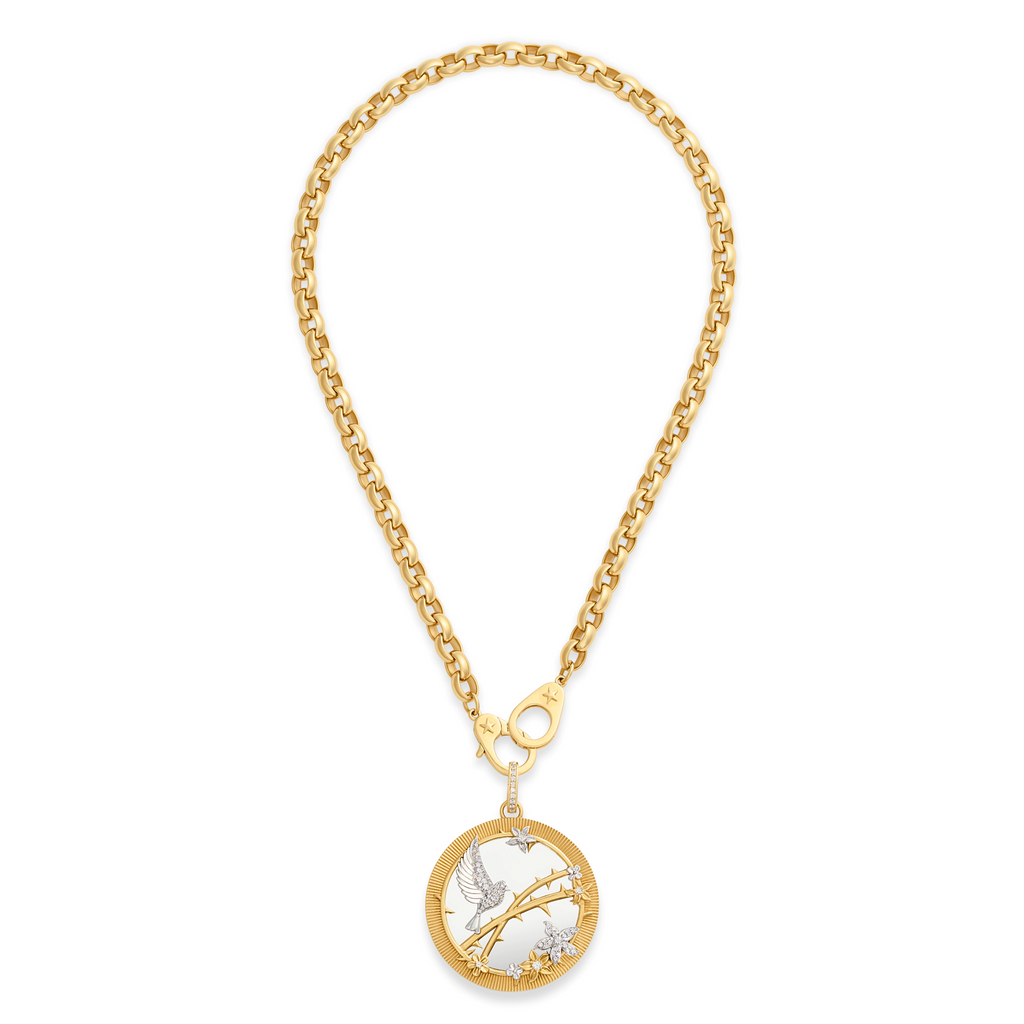 18K Mixed Gold Resilience | Sparrow Oversized Belcher Necklace with Sister Hooks | Diamonds, Mixed Gold – FoundRae view 3
