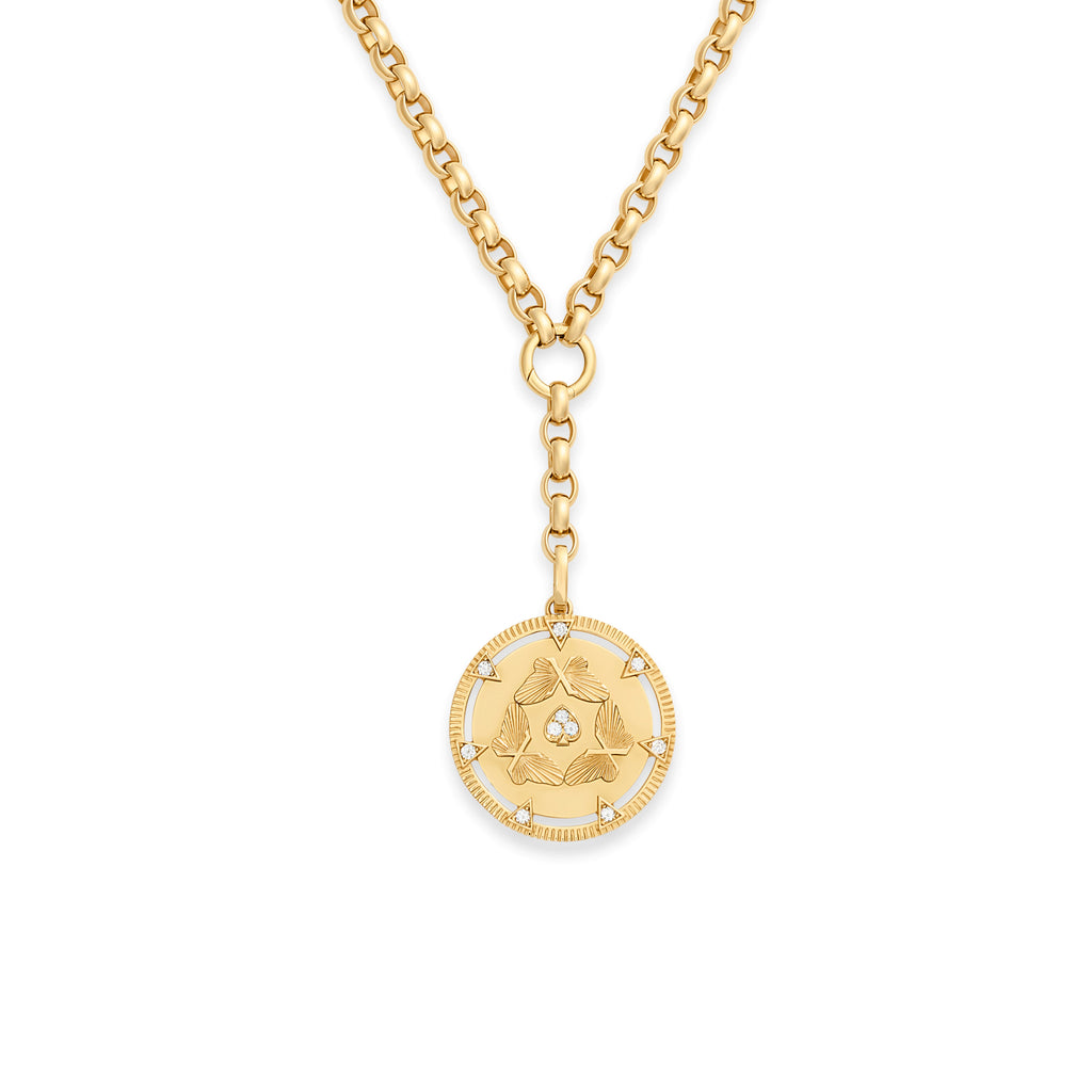 Reverie | Butterfly Triskele Oversized Belcher Extension Necklace | Diamonds, Yellow Gold view 1