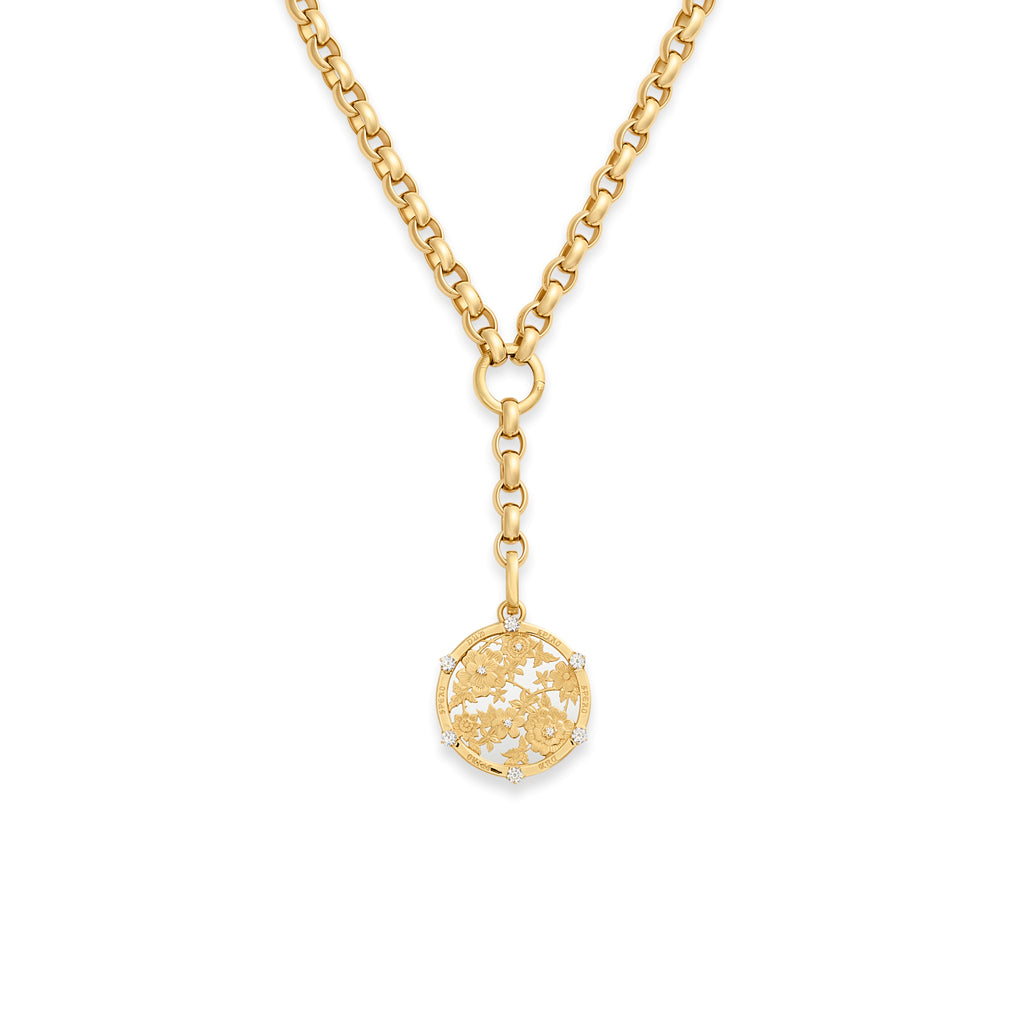 Resilience | Floral Screen Oversized Belcher Extension Necklace | Diamonds, Mixed Gold view 1