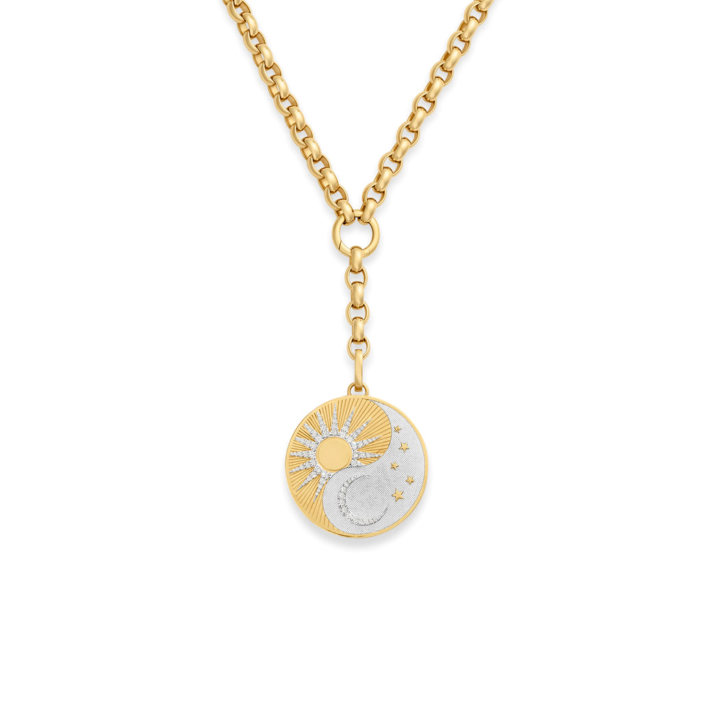 Wholeness | Balance Oversized Belcher Extension Necklace | Diamonds, Mixed Gold view 1