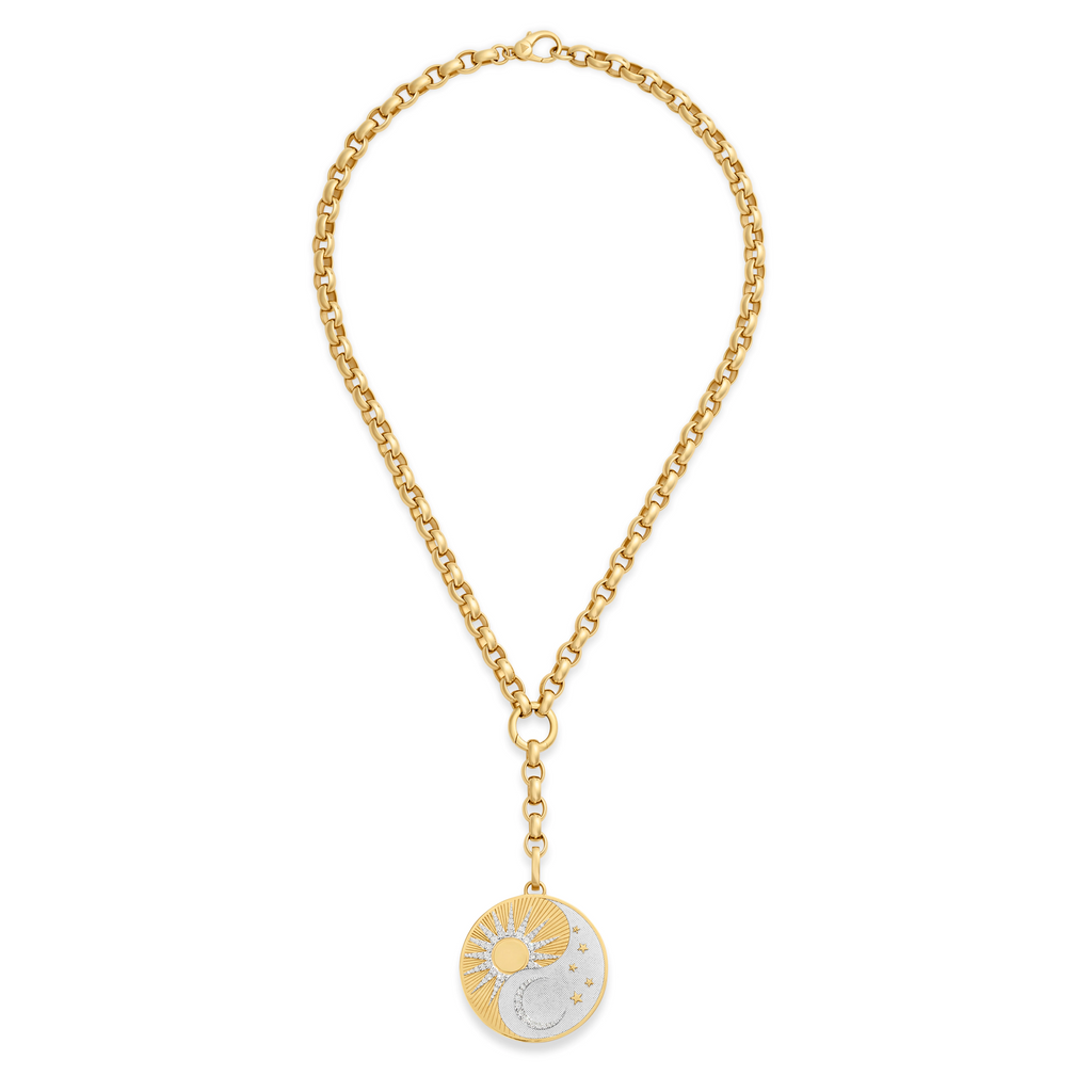 18K Mixed Gold Wholeness | Balance Oversized Belcher Extension Necklace | Diamonds, Mixed Gold – FoundRae view 3