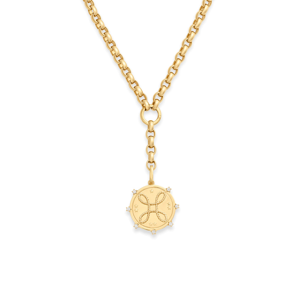 True Love| 'Love Knot' Oversized Belcher Extension Necklace | Diamonds, Yellow Gold view 1