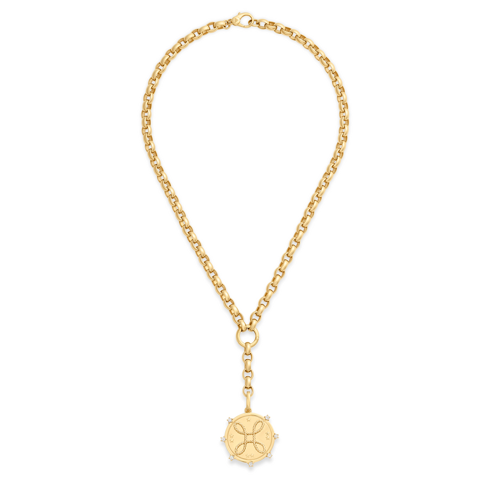 18K Yellow Gold True Love| 'Love Knot' Oversized Belcher Extension Necklace | Diamonds, Yellow Gold – FoundRae view 3
