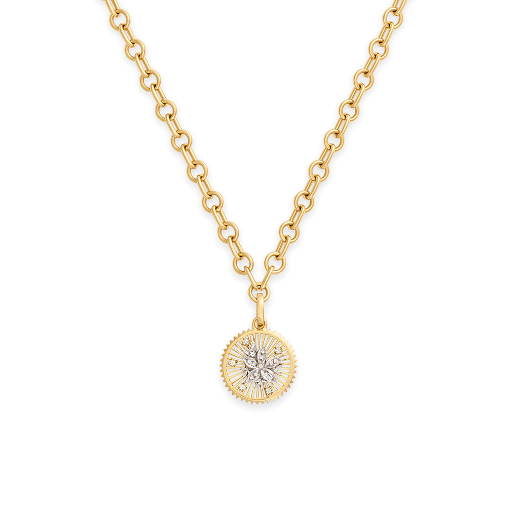 Resilience | Blossoms Small Mixed Link Necklace | Diamonds, Mixed Gold view 1