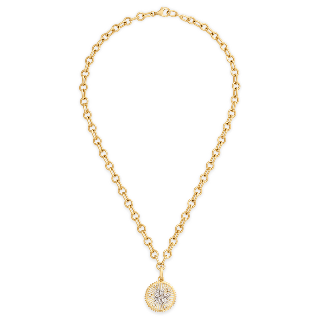 18K Mixed Gold Resilience | Blossoms Small Mixed Link Necklace | Diamonds, Mixed Gold – FoundRae view 3