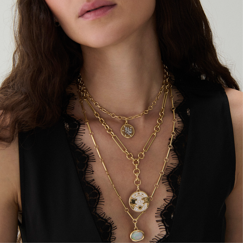 Resilience | Blossoms Small Mixed Link Necklace | Diamonds, Mixed Gold view 2