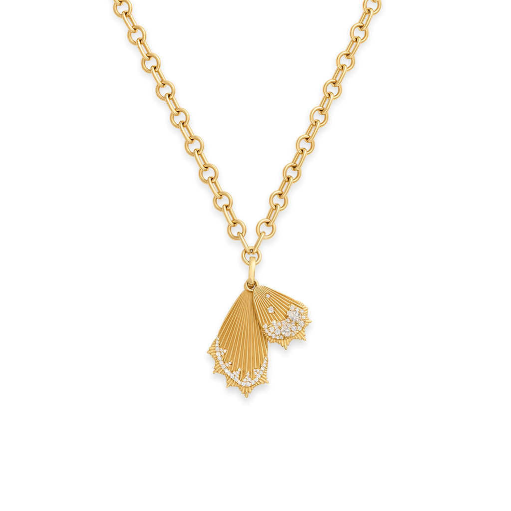 Reverie | Butterfly Wings Small Mixed Link Necklace | Diamonds, Yellow Gold view 1