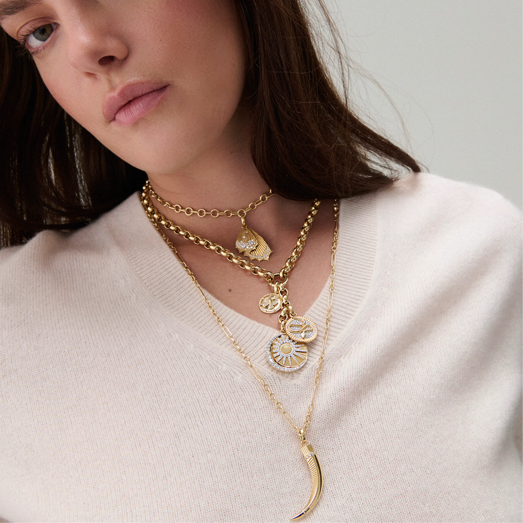 Reverie | Butterfly Wings Small Mixed Link Necklace | Diamonds, Yellow Gold view 2