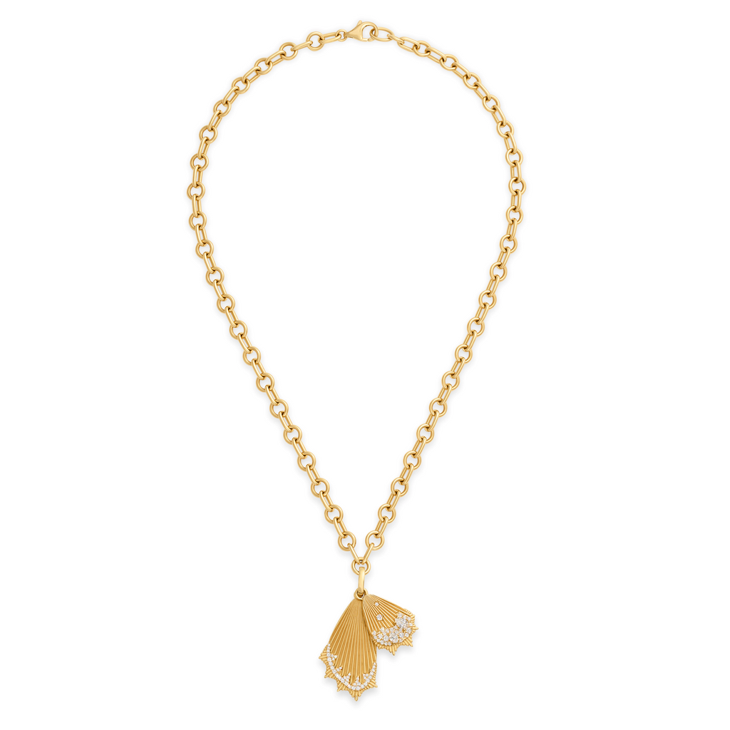 18K Yellow Gold Reverie | Butterfly Wings Small Mixed Link Necklace | Diamonds, Yellow Gold – FoundRae view 3