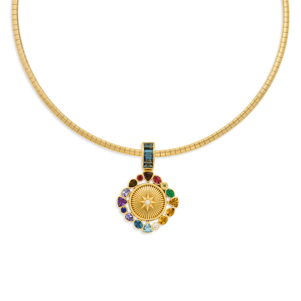 Foundation | Temenos Inner Light Small Sleek Collar Necklace| Multi-Stone, Yellow Gold